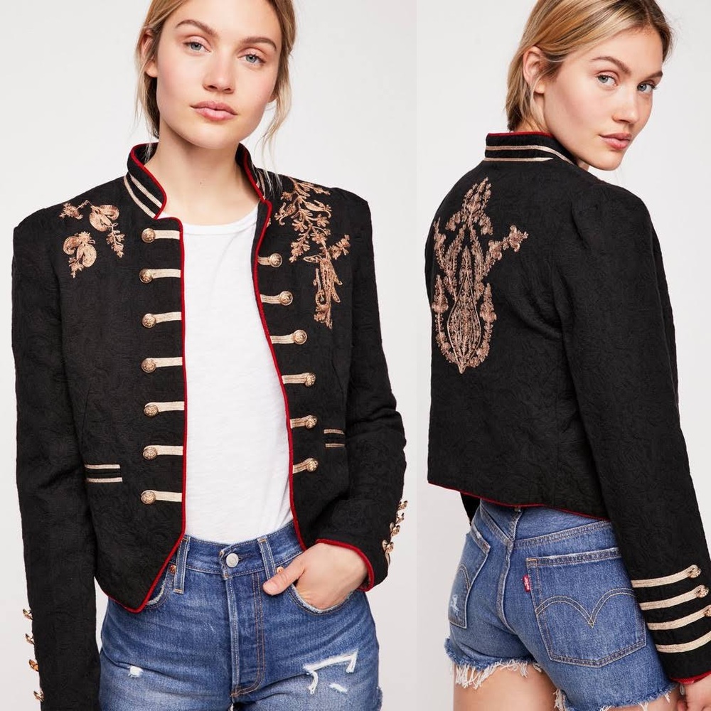 Free People Lauren Embroidered Band Jacket
